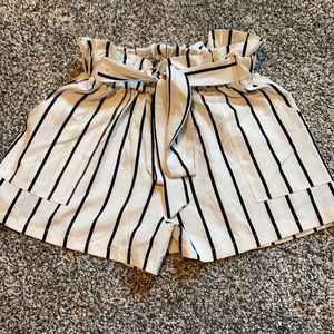 Black and white striped romper shorts